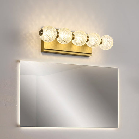 Hdc 5 Light Acrylic Glass Led Golden Body Led Wall Light Mirror Vanity Picture Lamp - Warm White