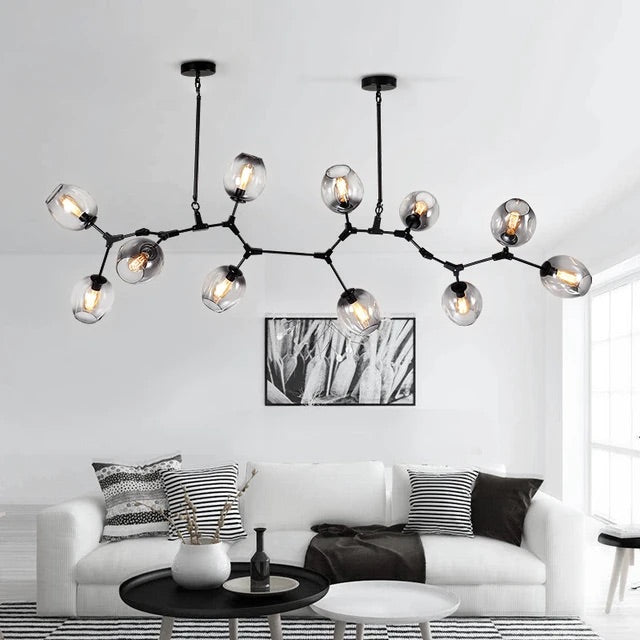 HDC 11 Head Smokey Grey Glass Chandelier