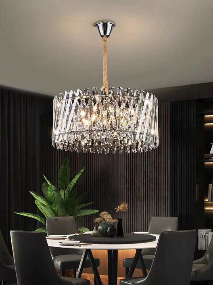 Hdc Gold Crystal Pendant Chandelier Ceiling Lights Hanging - Warm Whit