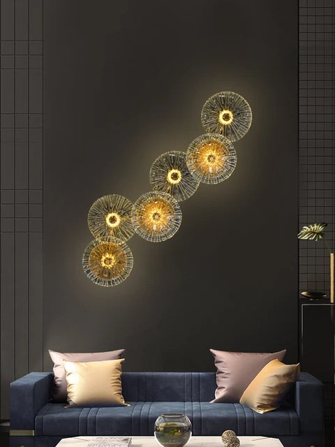 HDC 6 Light Modern Golden Glass Led Wall Art Lamp - Warm White