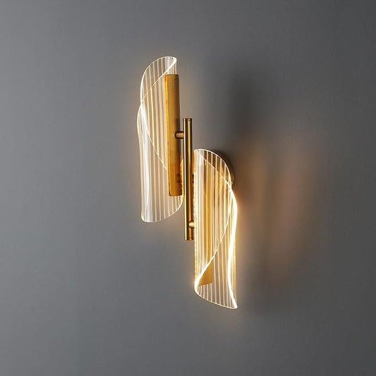 HDC Modern Gold Transparent 18w Curvy Led Wall Lamp Bedside Light