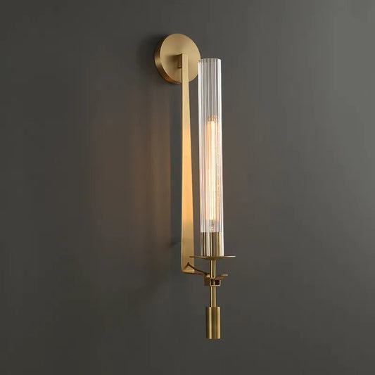 HDC Tubular Glass 1 Bulb Gold Sconce Creative LED Wall Lamp