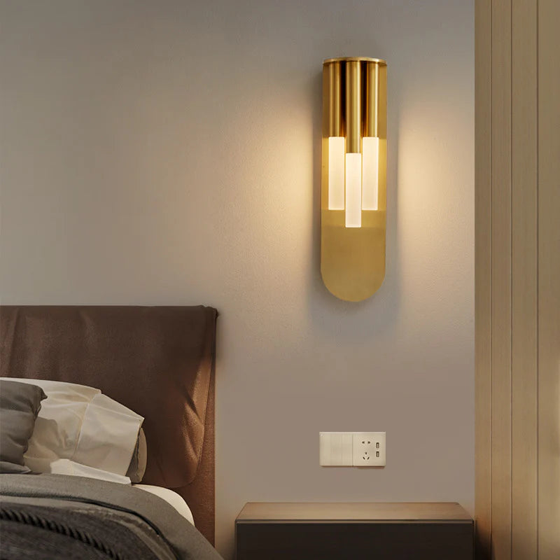 Hdc 3 Light Gold Metal Frost Wall Light For Living Room Drawing Room Bedroom