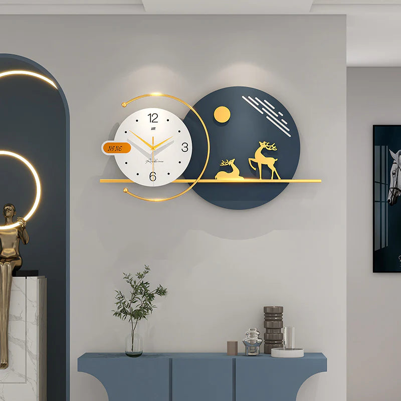 Hdc Modern Creative Deer Metal Wall Clock For Living Room,Bedroom Home Decor