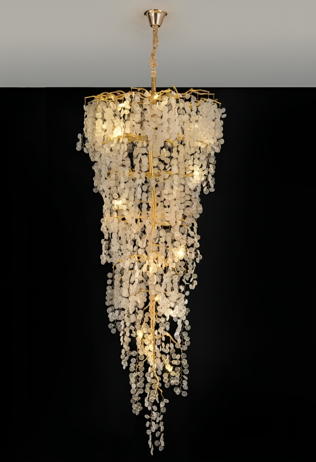 Hdc 2000mm Long Crystal Double Height Duplex Chandelier - Warm White