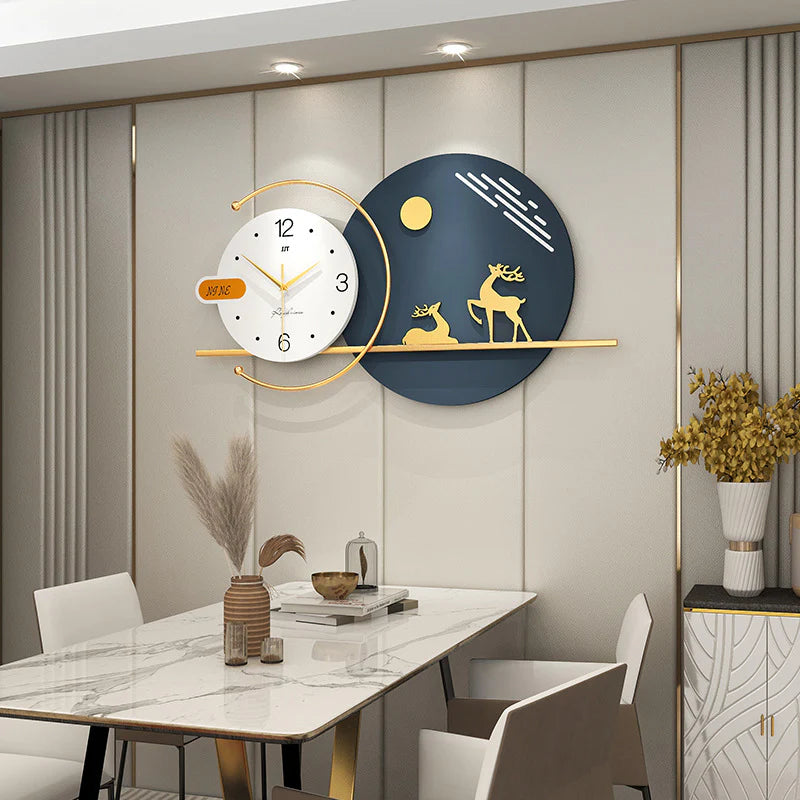 Hdc Modern Creative Deer Metal Wall Clock For Living Room,Bedroom Home Decor