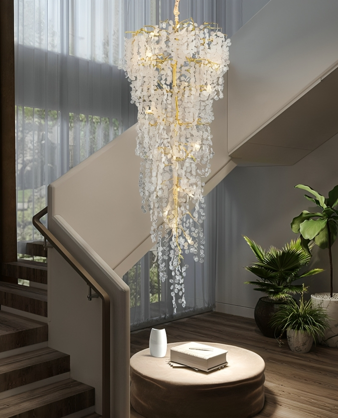 Hdc 2000mm Long Crystal Double Height Duplex Chandelier - Warm White