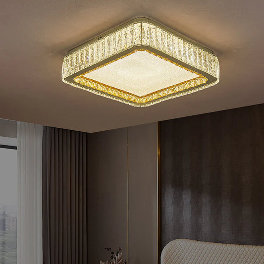 Hdc 500 Mm Round Square Crystal Surface Chandelier For Low Height Ceilings