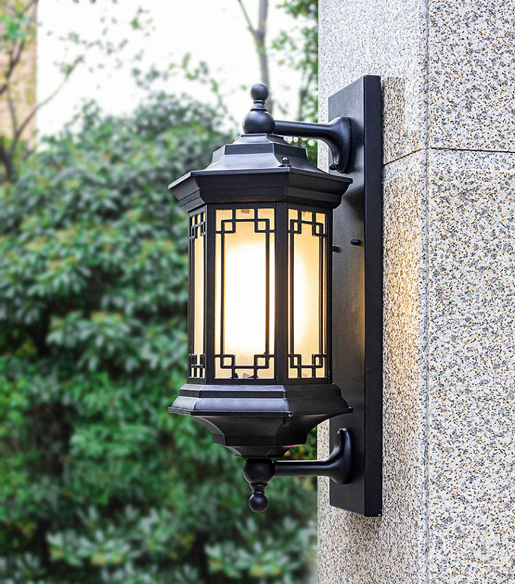 Hdc Outdoor Wall Light Fixture Black Color Exterior Lantern Waterproof Lamp - Warm White