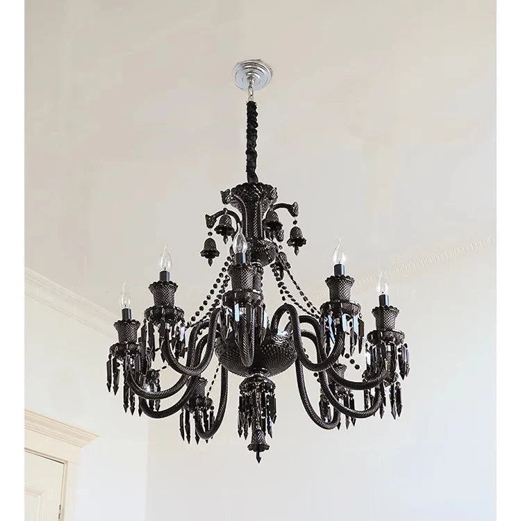 Hdc 8 Lights Black Glass Italian Chandelier Ceiling Lights Hanging - Warm White