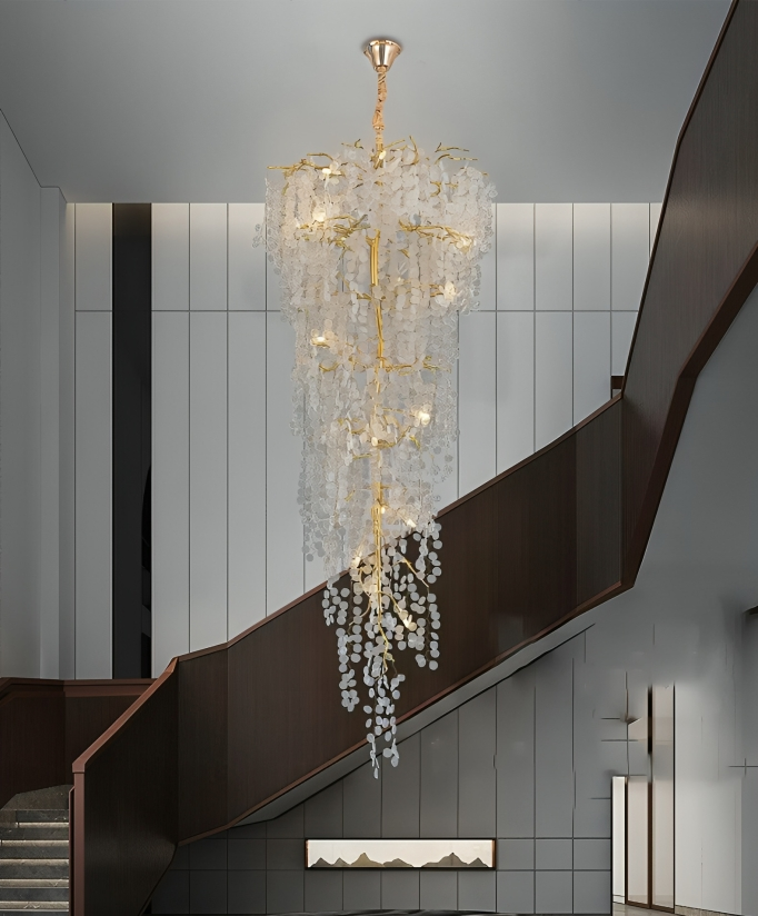 Hdc 2000mm Long Crystal Double Height Duplex Chandelier - Warm White