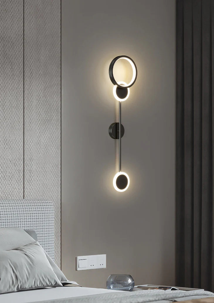 Hdc 600mm Led Black Long 3 Rings Wall Light - Tricolor