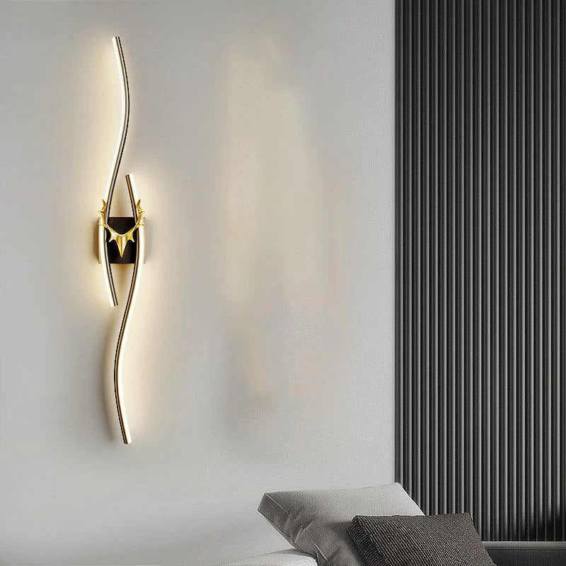 HDC 600/800mm Sleek Modern Black Gold Long Gold Deer Led Wall Lamp -Tricolor