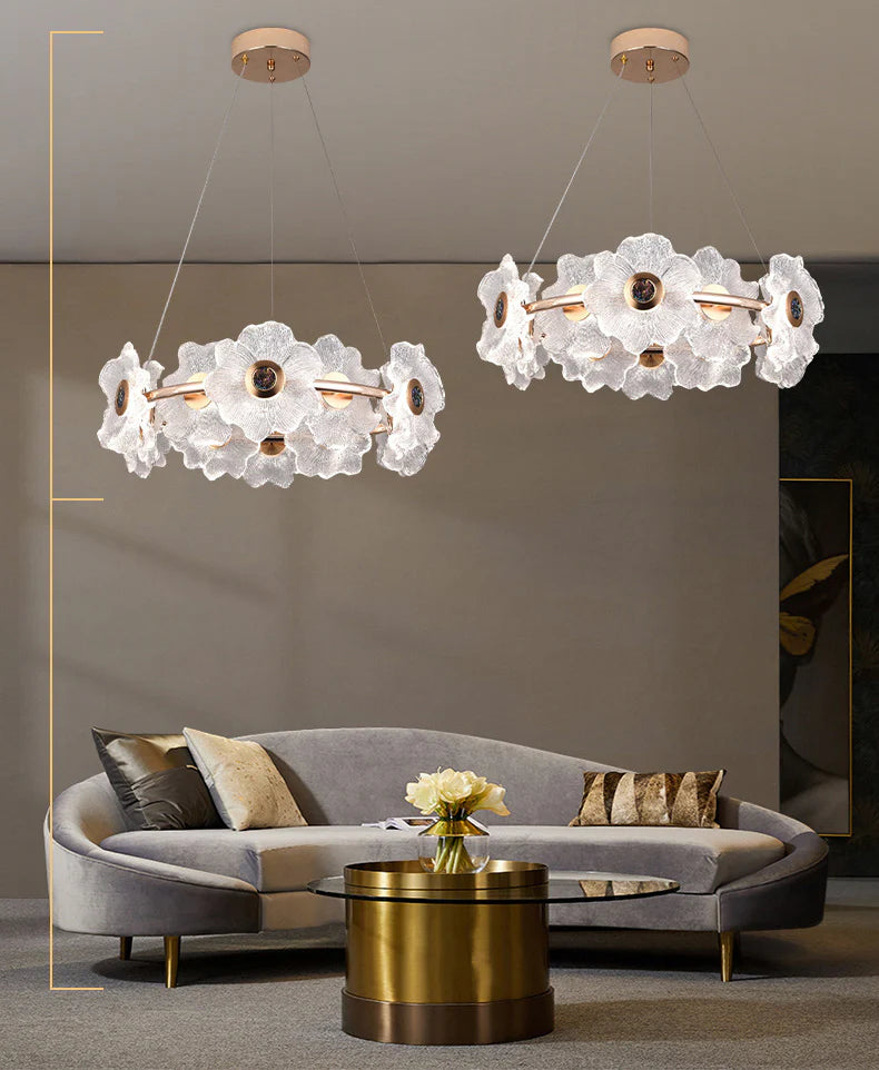 Hdc 600mm Mop Crystal Gold Led Chandelier For Living Dining Room Light