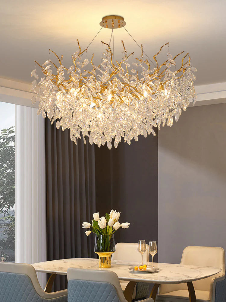 Hdc 800 Mm Crystal Gold Led Tree Chandelier Light For Living Room Round Dining Room Chandelier