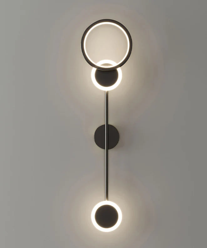 Hdc 600mm Led Black Long 3 Rings Wall Light - Tricolor