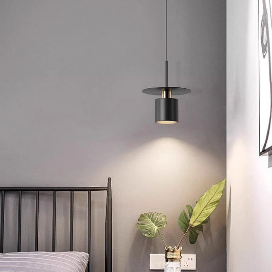 Hdc Led Metal Black Pendant Light For Bedside Hanging Light - Warm White