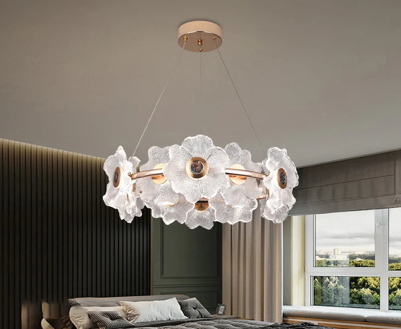 Hdc 600mm Mop Crystal Gold Led Chandelier For Living Dining Room Light