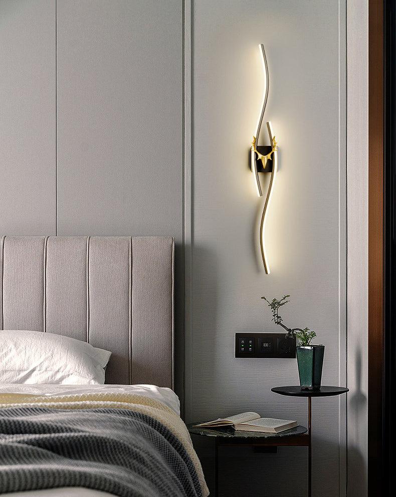 HDC 600/800mm Sleek Modern Black Gold Long Gold Deer Led Wall Lamp -Tricolor