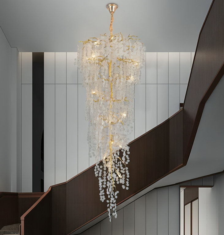 Hdc 2000mm Long Crystal Double Height Duplex Chandelier - Warm White