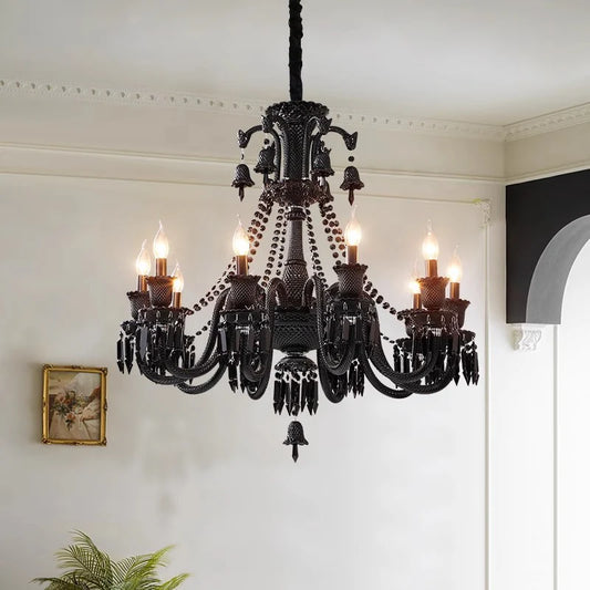 Hdc 8 Lights Black Glass Italian Chandelier Ceiling Lights Hanging - Warm White