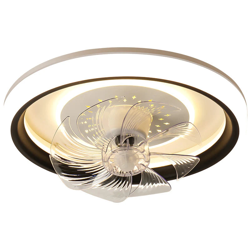 Hdc 500mm Round Black Low Height Ceiling Light With Fan Led Chandelier