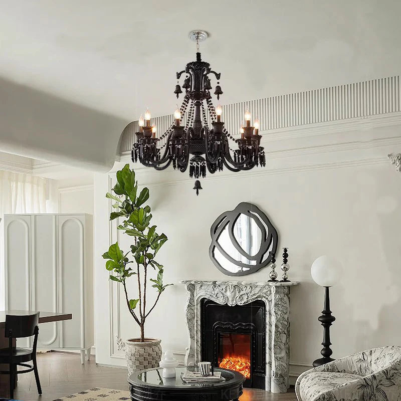 Hdc 8 Lights Black Glass Italian Chandelier Ceiling Lights Hanging - Warm White