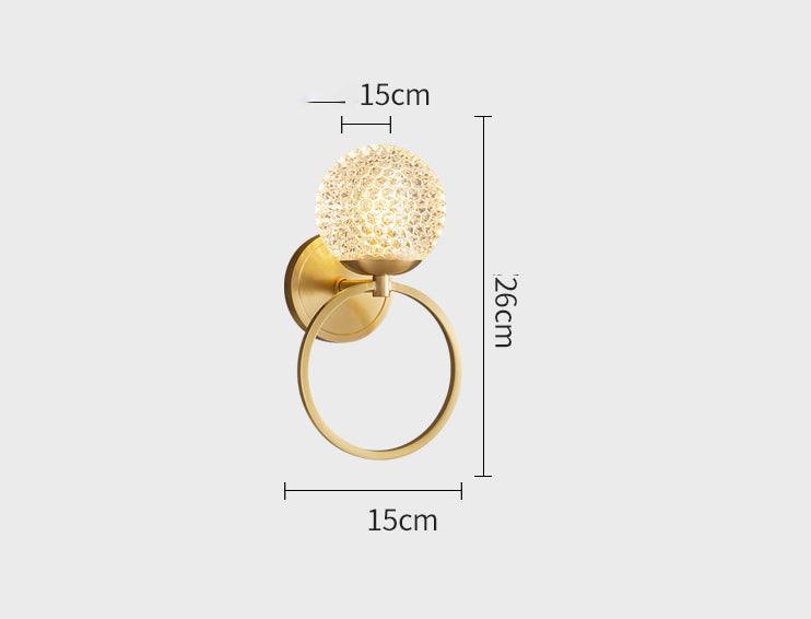 Hdc Led Ring Glass Crystal Gold Metal Wall Light - Warm White