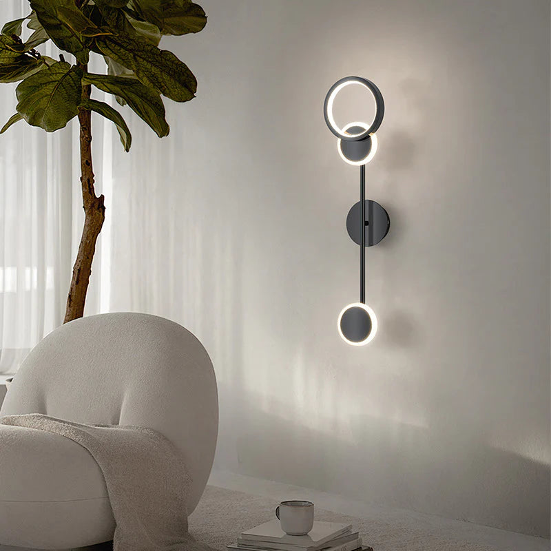 Hdc 600mm Led Black Long 3 Rings Wall Light - Tricolor