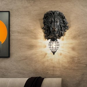 Hdc Modern Background Lion Head Shape, Hollow Crystal Resin Wall Lamp