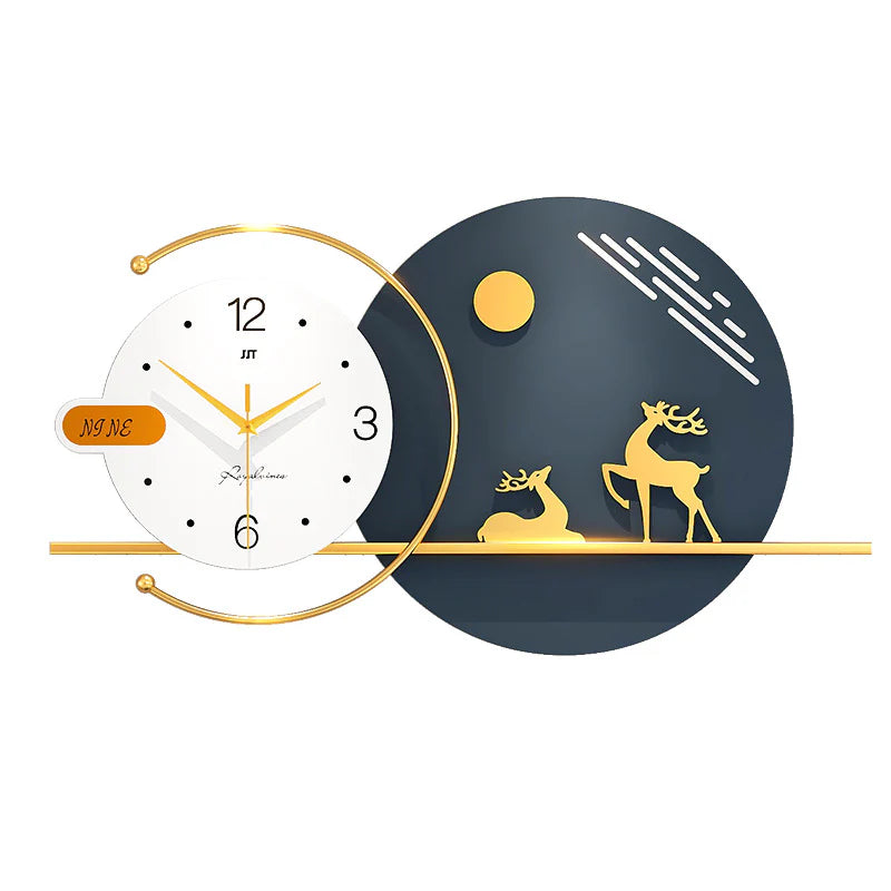 Hdc Modern Creative Deer Metal Wall Clock For Living Room,Bedroom Home Decor