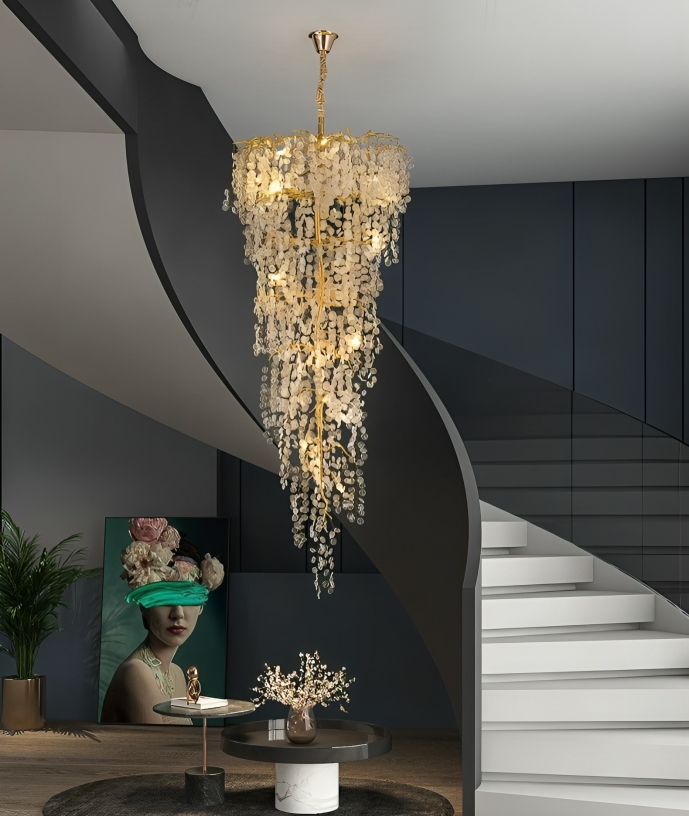 Hdc 2000mm Long Crystal Double Height Duplex Chandelier - Warm White