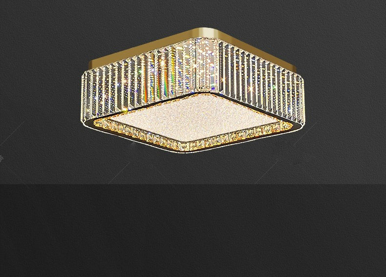 Hdc 500 Mm Round Square Crystal Surface Chandelier For Low Height Ceilings