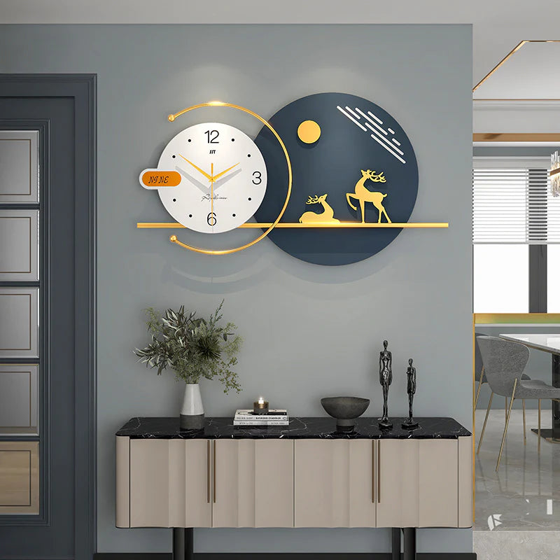 Hdc Modern Creative Deer Metal Wall Clock For Living Room,Bedroom Home Decor