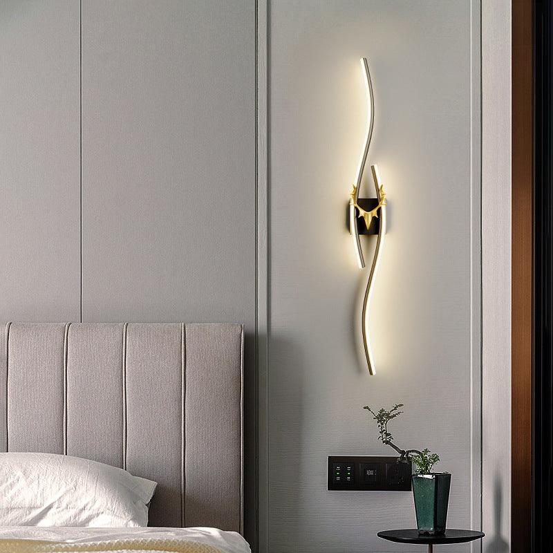 HDC 600/800mm Sleek Modern Black Gold Long Gold Deer Led Wall Lamp -Tricolor