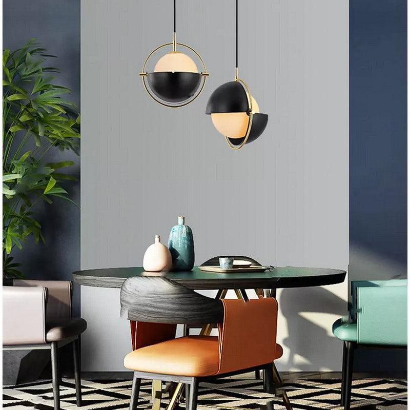 Hdc 1 Light Led Glass Black Gold Frost Glass Pendant Lamp Ceiling Light - Warm White