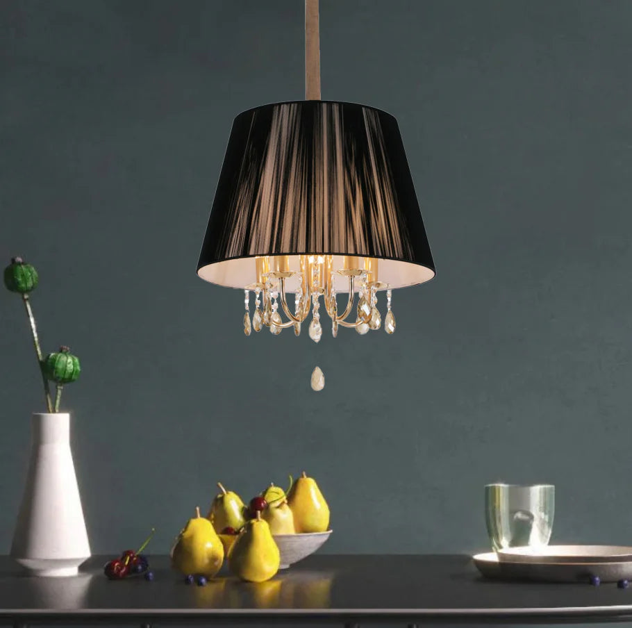 Hdc 500MM Black Italian With Shade Chandelier For Living Dining Room Light