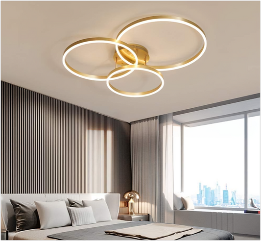 Hdc Modern 3 Ring Gold Flush Mount Ceiling Lighting Chandelier