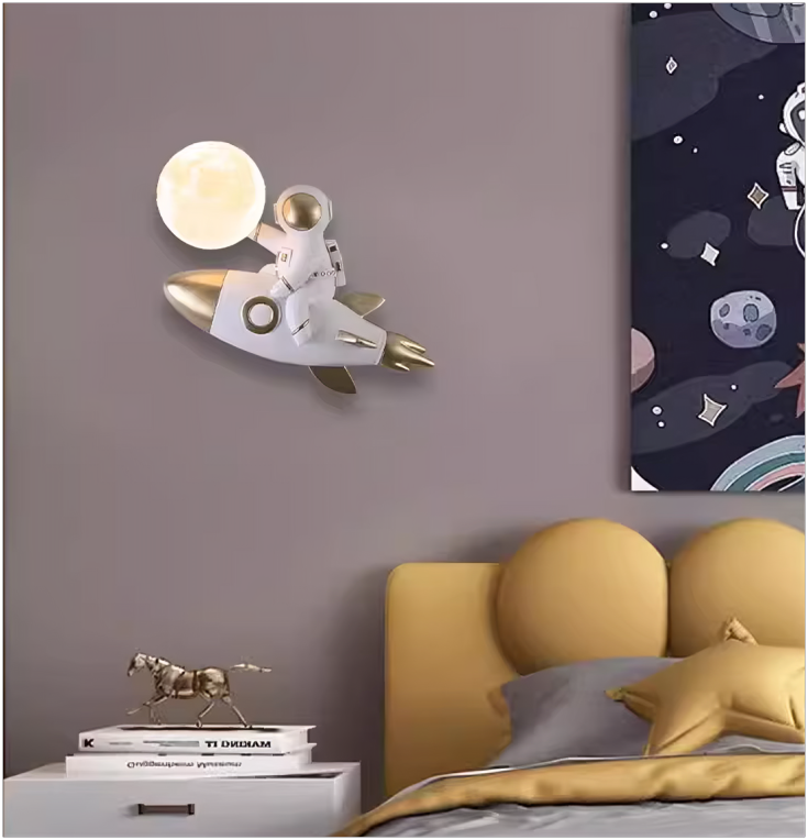 Hdc Kids Cartoon Rocket Astronaut Children's Room Bedside Indoor Wall Light