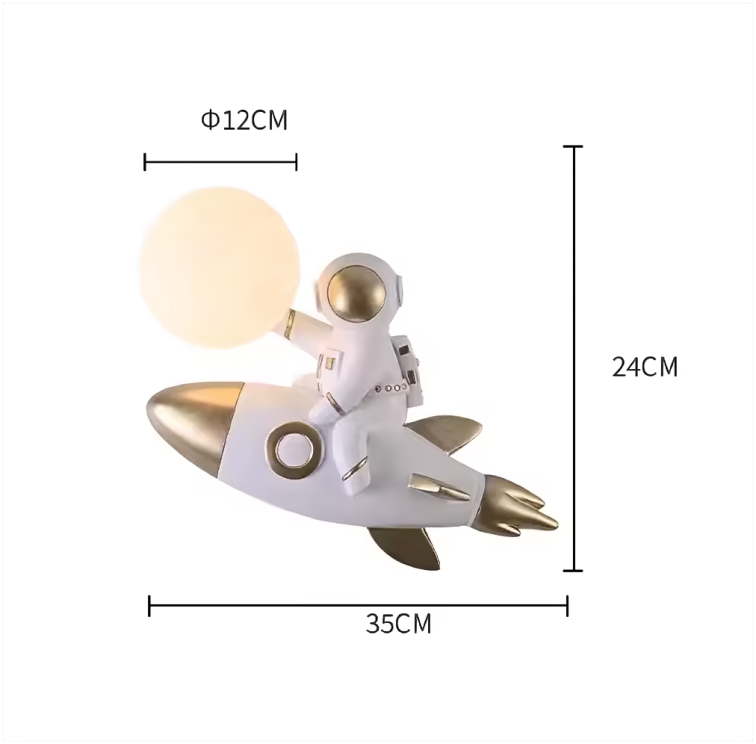 Hdc Kids Cartoon Rocket Astronaut Children's Room Bedside Indoor Wall Light