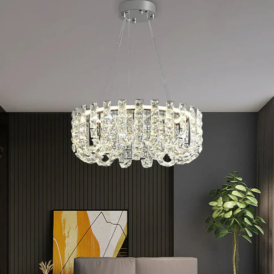 Hdc 600mm Crystal Chrome Led Chandelier For Living Dining Room Light