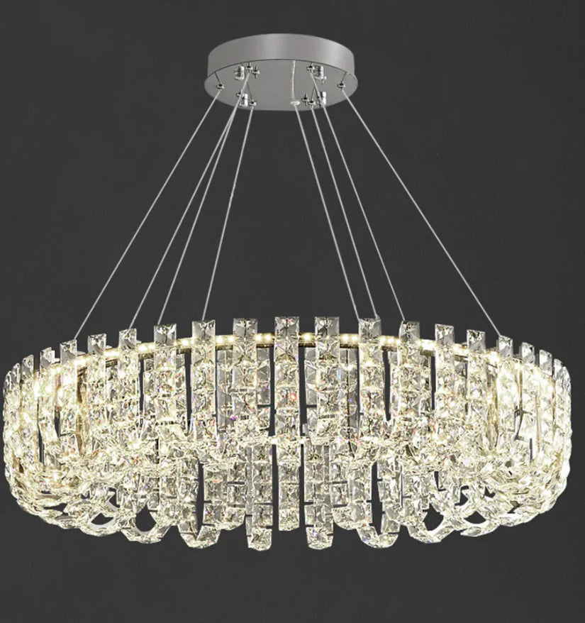 Hdc 600mm Crystal Chrome Led Chandelier For Living Dining Room Light