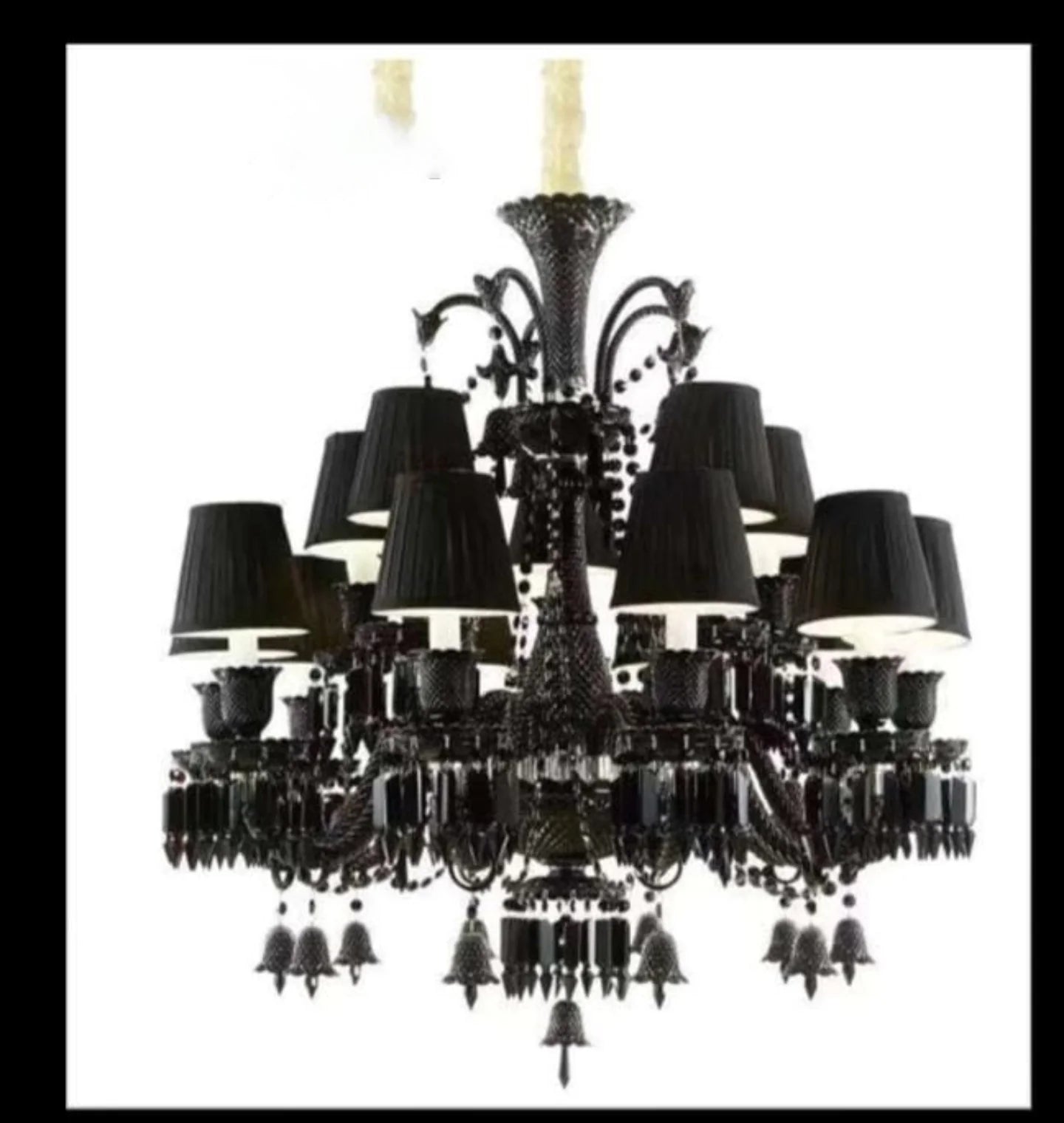 Hdc 12 Lights Black Shade Glass Italian Chandelier Ceiling Lights Hanging - Warm White