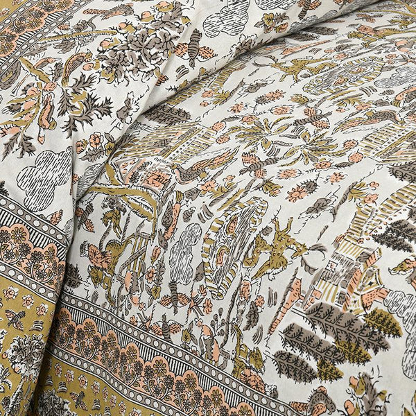 Hdc Jaipuri Block Print Cotton King Size Double Bed Sheet With 2 Pillow Cover For Bedroom, Home Decor