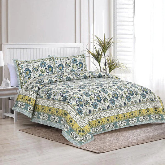 Hdc Jaipuri Block Print Cotton King Size Double Bed Sheet With 2 Pillow Cover For Bedroom, Home Decor