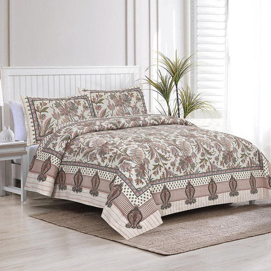 Hdc Jaipuri Block Print Cotton King Size Bed Sheet With 2 Pillow Cover For Bedroom, Home Decor