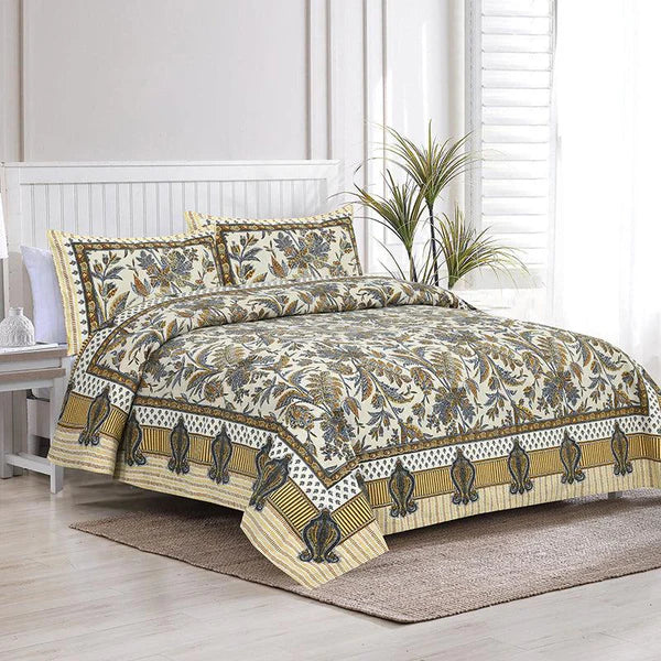 Hdc Jaipuri Block Print Cotton King Size Bed Sheet With 2 Pillow Cover For Bedroom, Home Decor