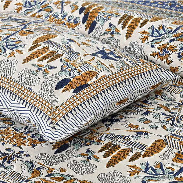 Hdc Jaipuri Block Print Cotton King Size Double Bed Sheet With 2 Pillow Cover For Bedroom, Home Decor