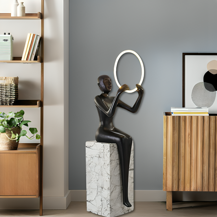 HDC Humanoid Vertical Abstract Sculpture Floor Lamp for Living Room or Office Bright Lighting