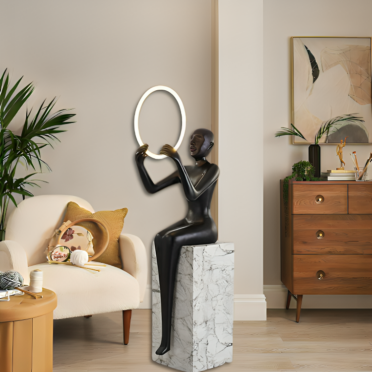 HDC Humanoid Vertical Abstract Sculpture Floor Lamp for Living Room or Office Bright Lighting